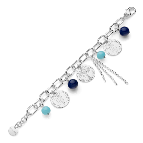 Bracciale con monete e perle blu e turchese – UNOAERRE 2317